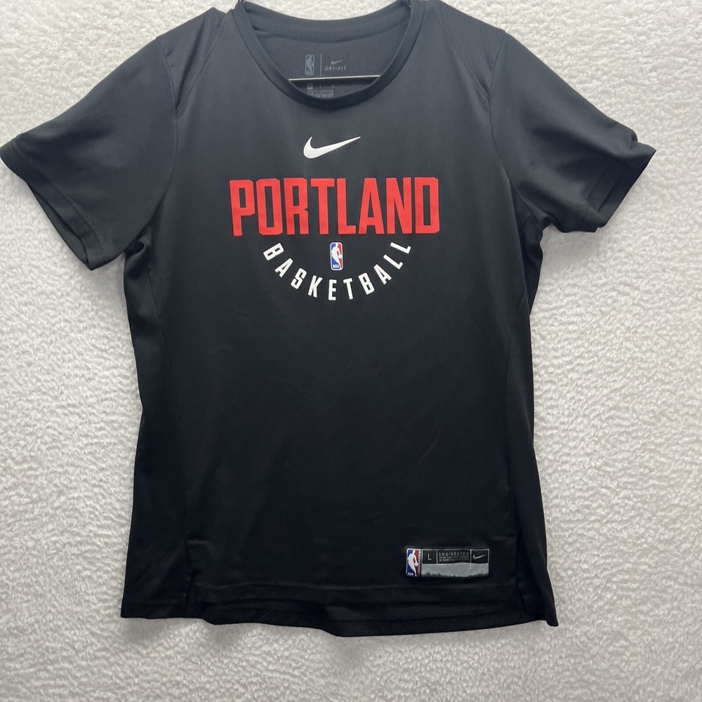 Nike Shirt Womens Large Black Portland Basketball NBA Engineered Dri Fit Sports - Picture 1 of 16